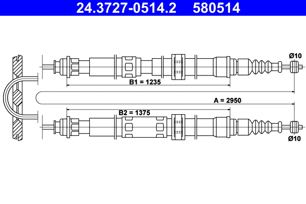 Cable Pull, parking brake (24.3727-0514.2)