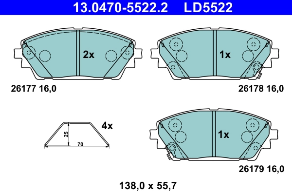 Brake Pad Set, disc brake (13.0470-5522.2)