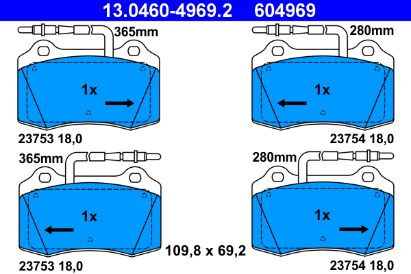 Brake Pad Set, disc brake (13.0460-4969.2)