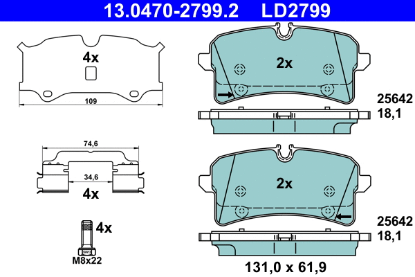 Brake Pad Set, disc brake (13.0470-2799.2)