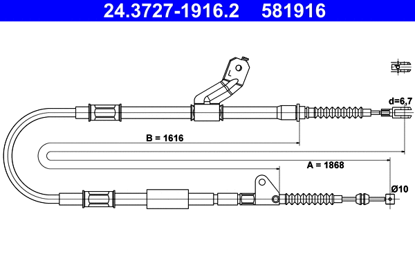 Cable Pull, parking brake (24.3727-1916.2)