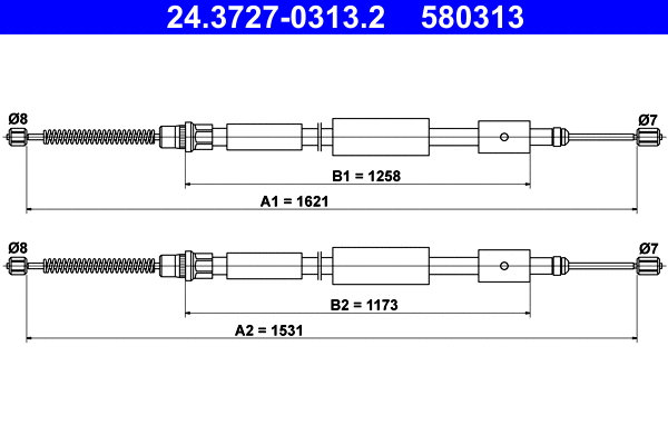 Cable Pull, parking brake (24.3727-0313.2)