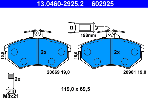 Brake Pad Set, disc brake (13.0460-2925.2)