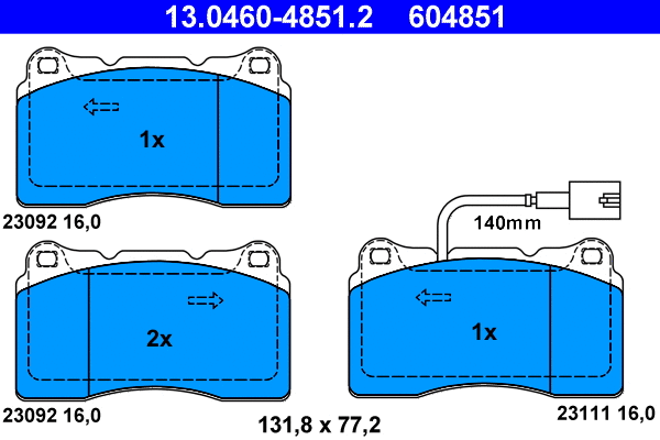 Brake Pad Set, disc brake (13.0460-4851.2)