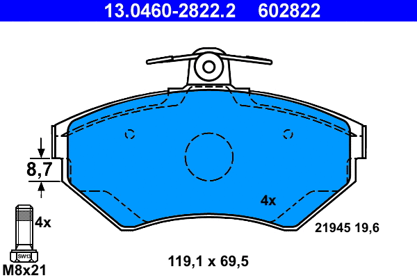 Brake Pad Set, disc brake (13.0460-2822.2)