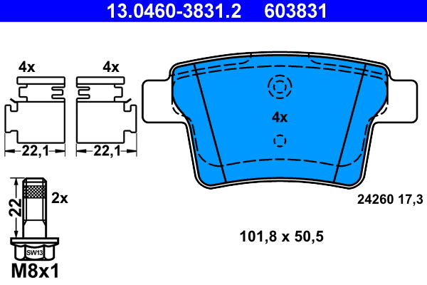Brake Pad Set, disc brake (13.0460-3831.2)