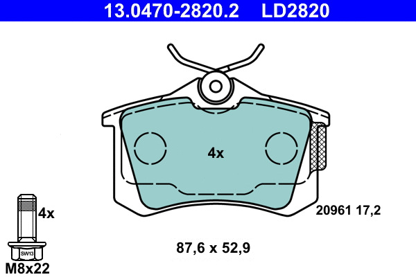 Brake Pad Set, disc brake (13.0470-2820.2)