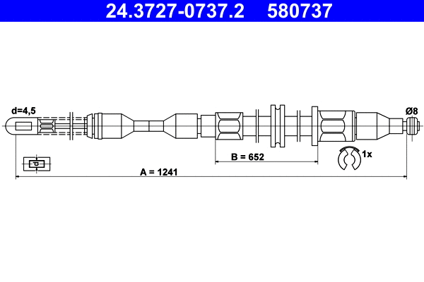 Cable Pull, parking brake (24.3727-0737.2)