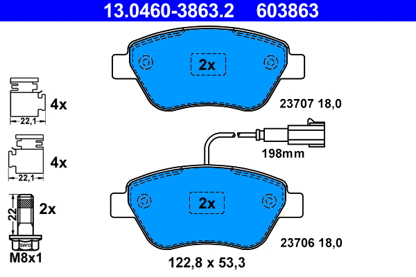 Brake Pad Set, disc brake (13.0460-3863.2)