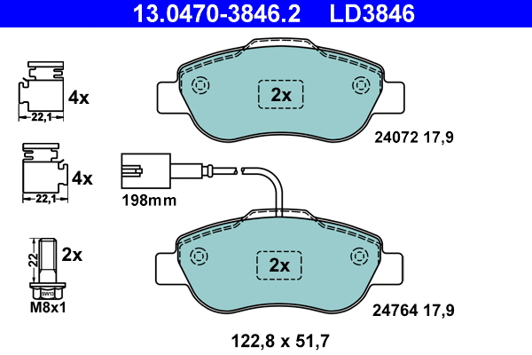Brake Pad Set, disc brake (13.0470-3846.2)