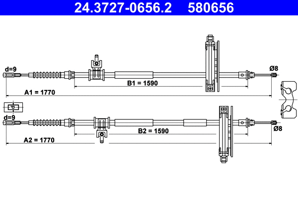 Cable Pull, parking brake (24.3727-0656.2)