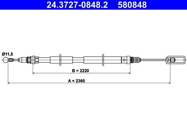Cable Pull, parking brake (24.3727-0848.2)