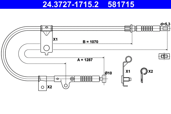 Cable Pull, parking brake (24.3727-1715.2)