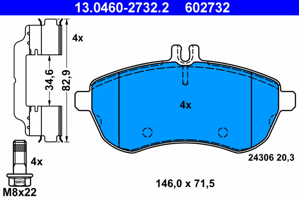 Brake Pad Set, disc brake (13.0460-2732.2)