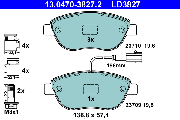 Brake Pad Set, disc brake (13.0470-3827.2)
