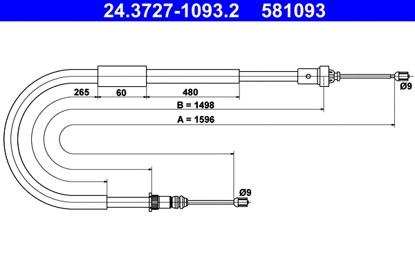 Cable Pull, parking brake (24.3727-1093.2)