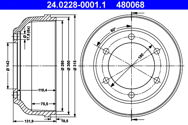 Brake Drum (24.0228-0001.1)