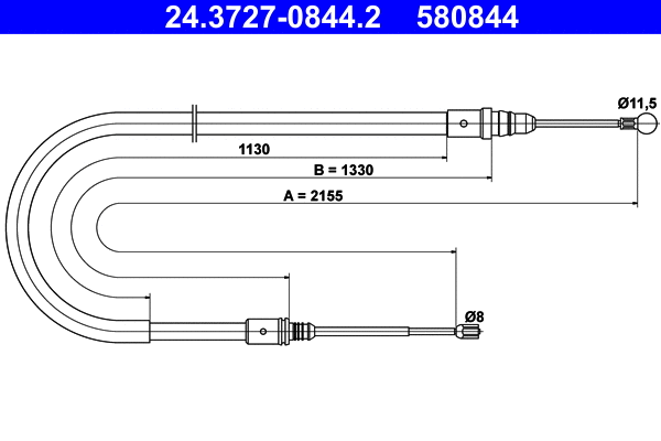 Cable Pull, parking brake (24.3727-0844.2)