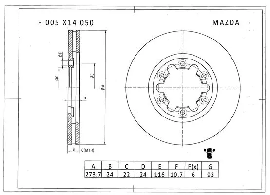 Brake Disc (F 005 X14 050)