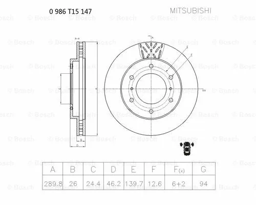 Brake Disc (0 986 T15 147)