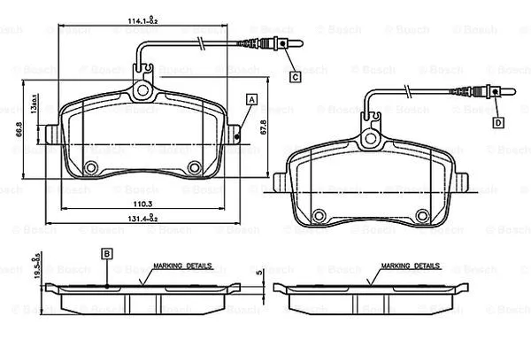 Brake Pad Set, disc brake (0 986 TB3 076)