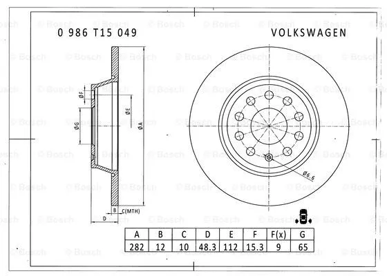 Brake Disc (0 986 T15 049)