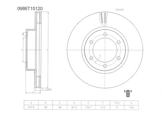 Brake Disc (0 986 T15 120)