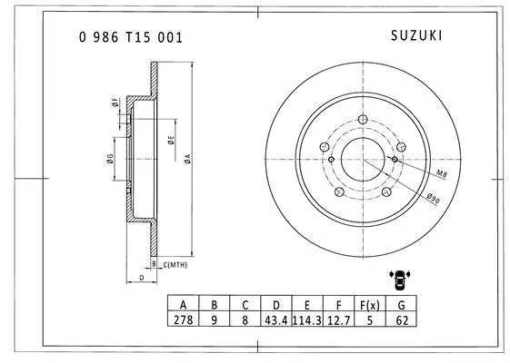 Brake Disc (0 986 T15 001)