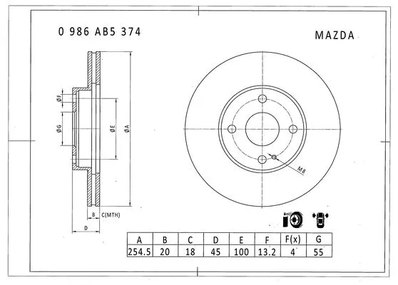 Brake Disc (0 986 AB5 374)