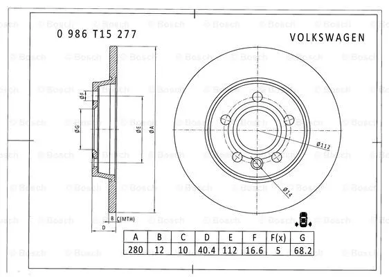 Brake Disc (0 986 T15 277)