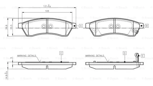 Brake Pad Set, disc brake (0 986 TB3 036)