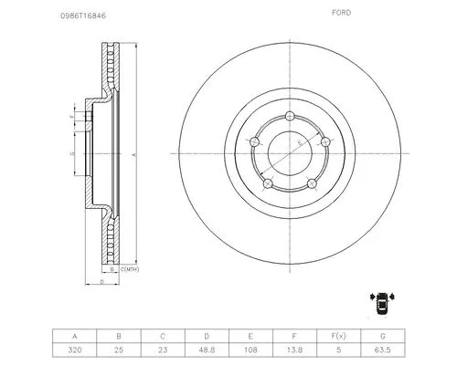 Brake Disc (0 986 T16 846)
