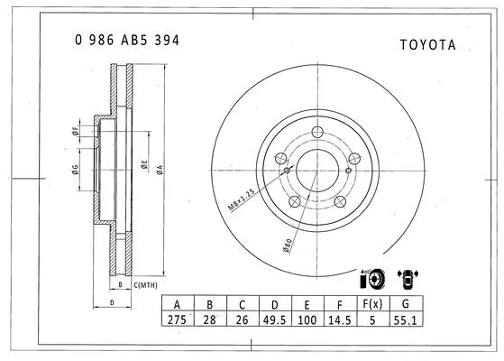 Brake Disc (0 986 AB5 394)
