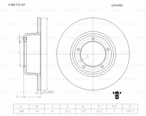 Brake Disc (0 986 T15 107)
