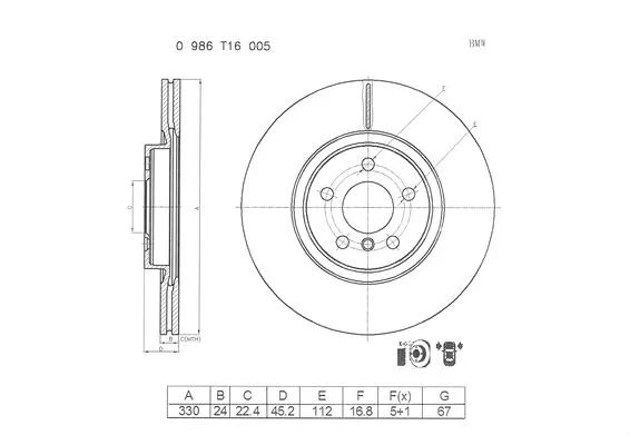 Brake Disc (0 986 T16 005)