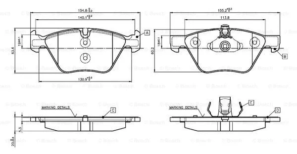 Brake Pad Set, disc brake (0 986 TB3 136)