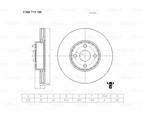 Brake Disc (0 986 T15 189)