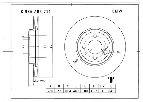 Brake Disc (0 986 AB5 711)
