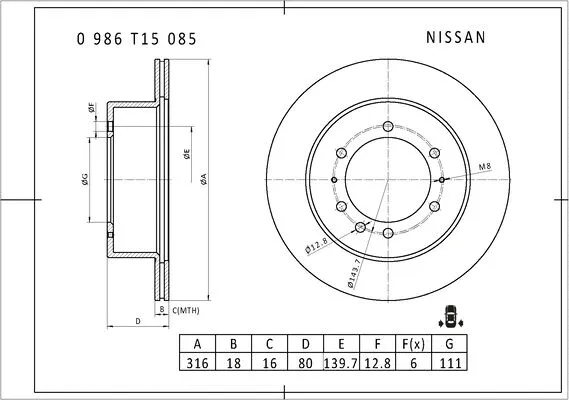 Brake Disc (0 986 T15 085)