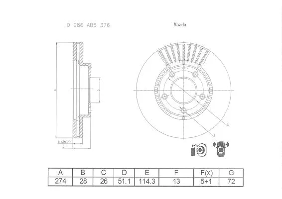 Brake Disc (0 986 AB5 376)