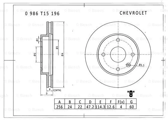 Brake Disc (0 986 T15 196)