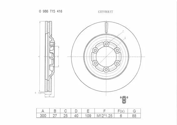 Brake Disc (0 986 T15 416)