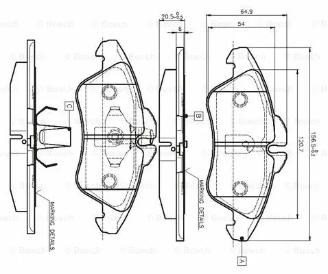 Brake Pad Set, disc brake (0 986 TB2 030)