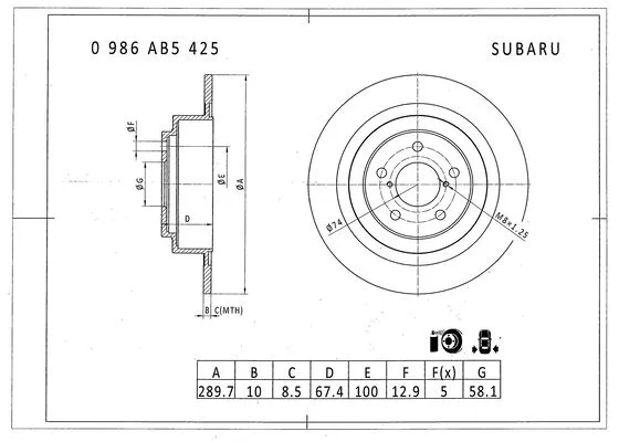 Brake Disc (0 986 AB5 425)