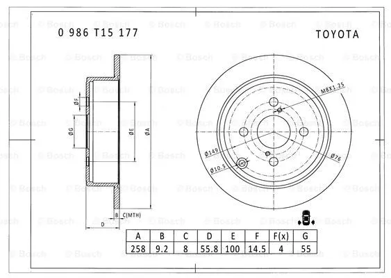Brake Disc (0 986 T15 177)