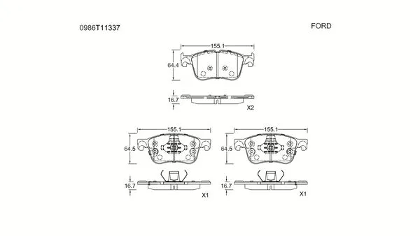 Brake Pad Set, disc brake (0 986 T11 337)