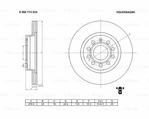 Brake Disc (0 986 T15 034)