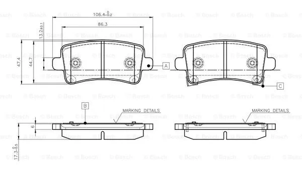 Brake Pad Set, disc brake (0 986 TB3 106)