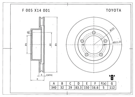 Brake Disc (F 005 X14 001)