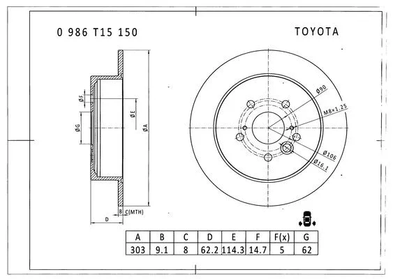 Brake Disc (0 986 T15 150)